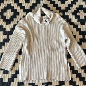 NWT Cozy Cream Ribbed Knit Turtleneck Toppl